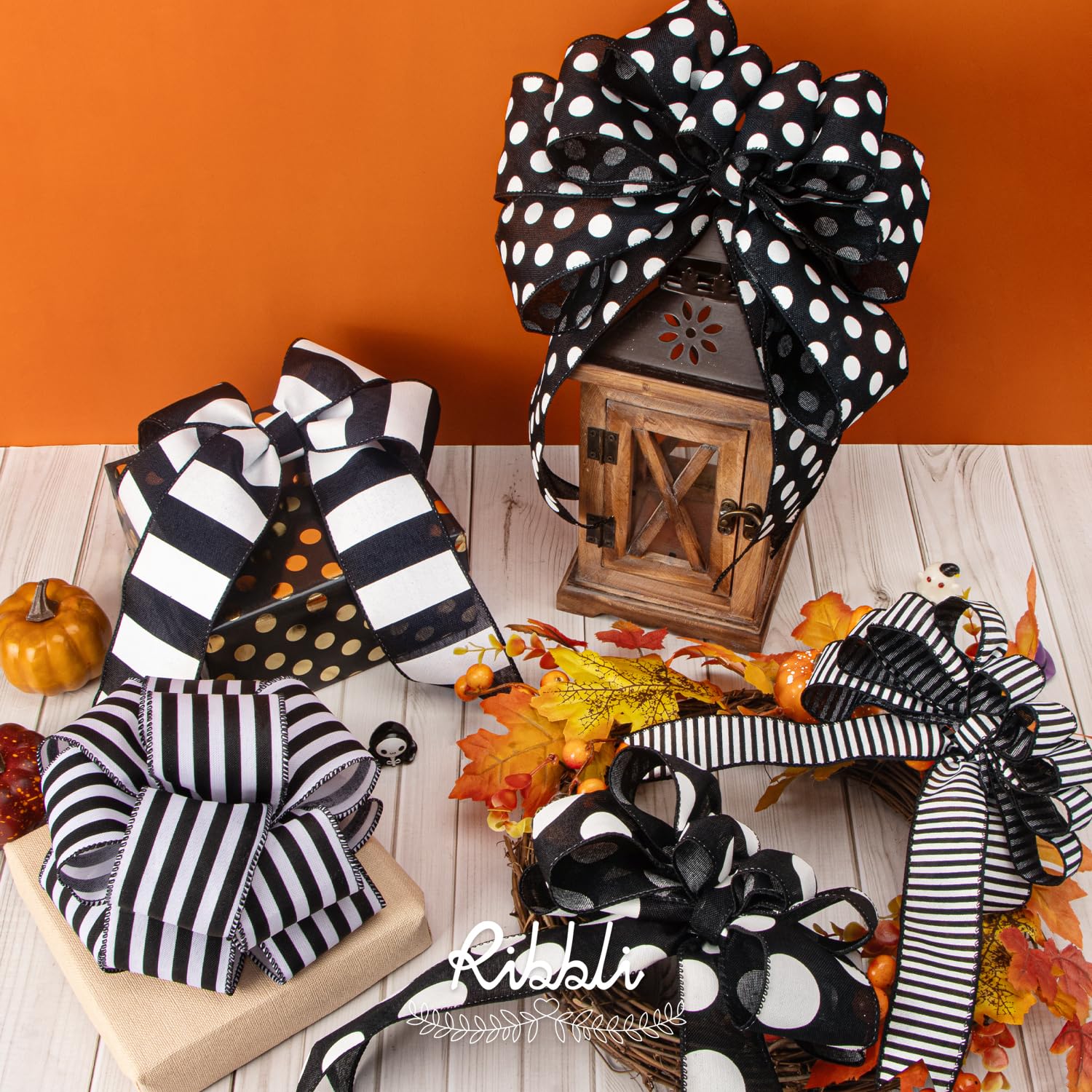 Amazon.com: Ribbli Black and White Stripe Wired Ribbon, 2-1